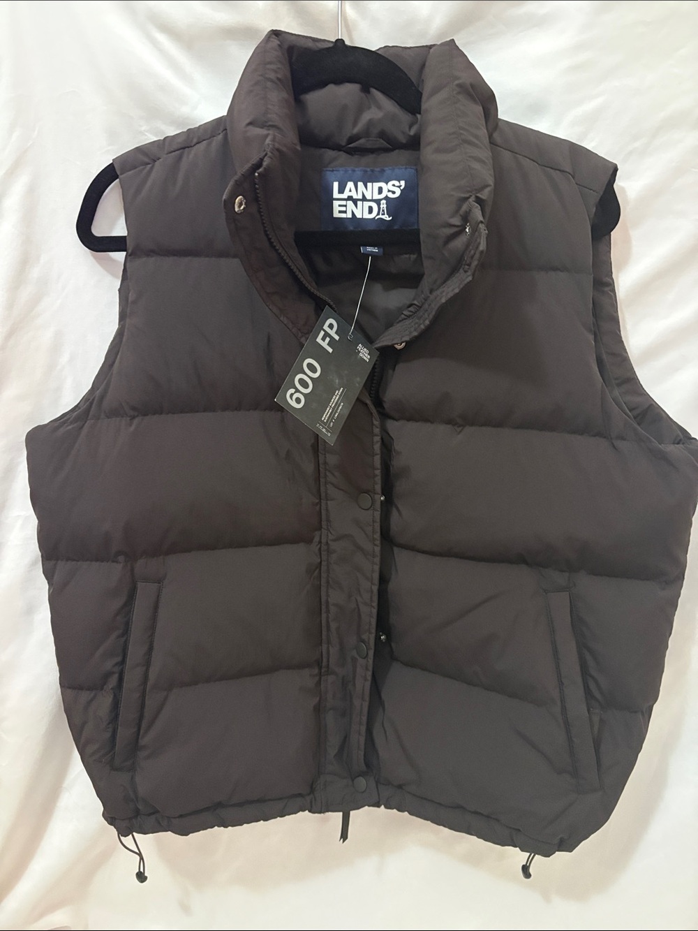 Lands' End Men's Black 600 Fill Power Down Vest